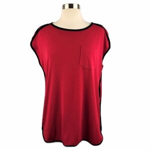 Chico's Red Shirt with Black Piping Size Small